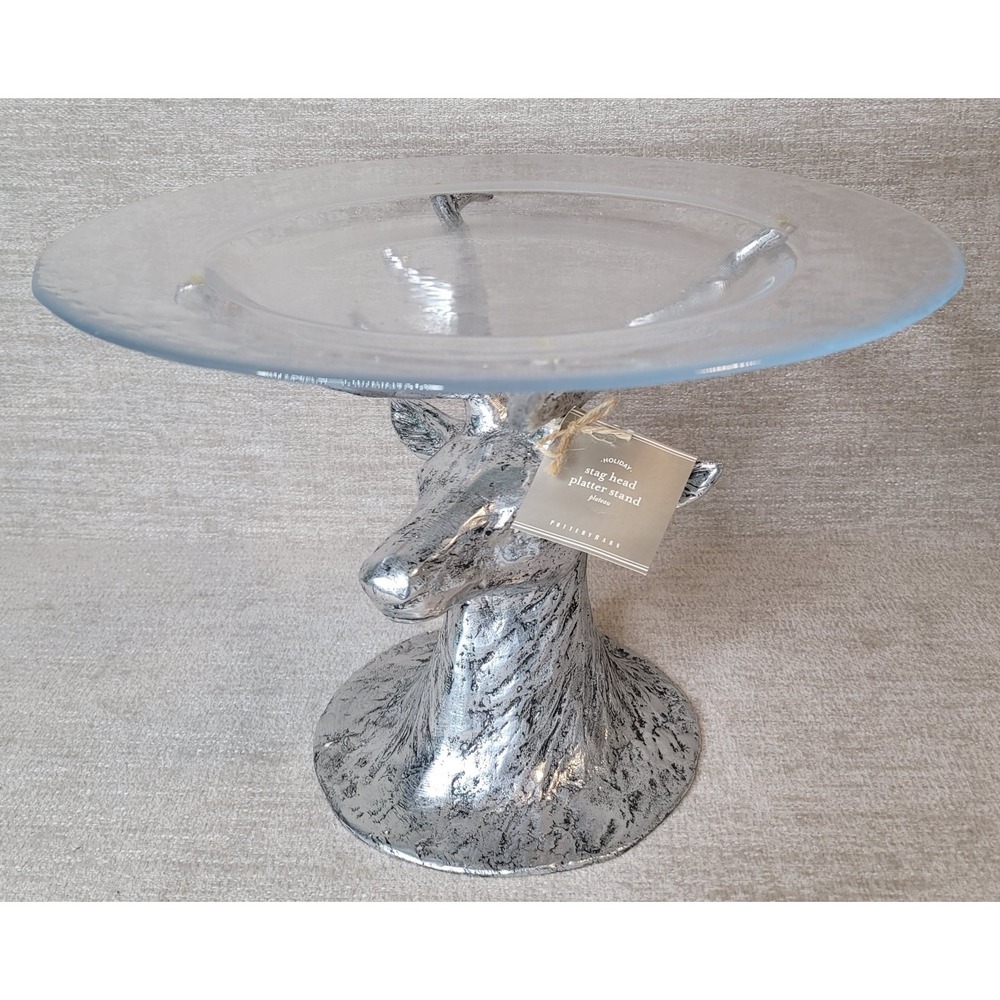 RARE Pottery Barn Stag Deer Head Platter Base Stand 12 1/2 x 9 1/2" NEW w Tags - Picture 2 of 12